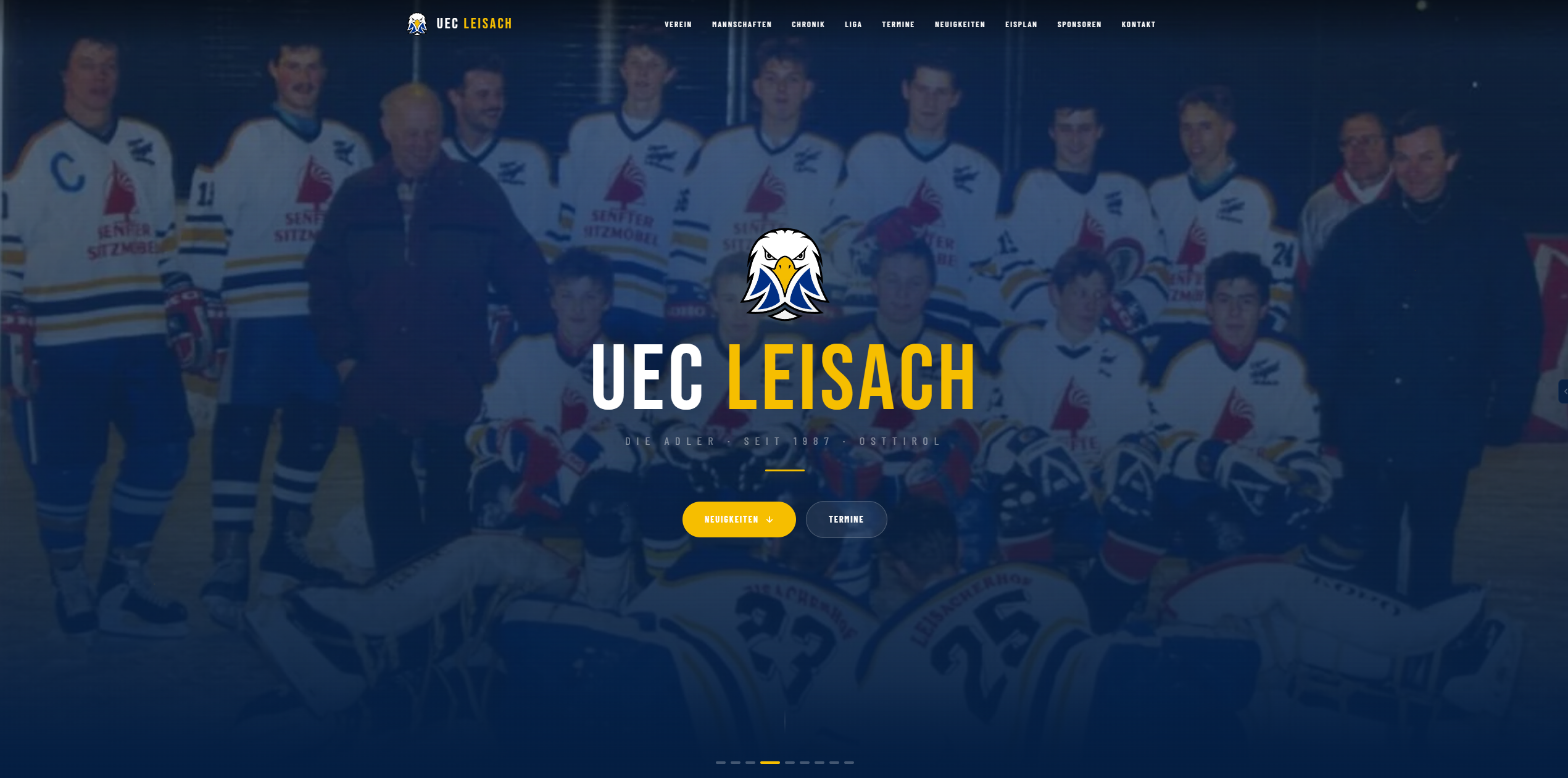 Startseite der Vereinswebsite des UEC Leisach